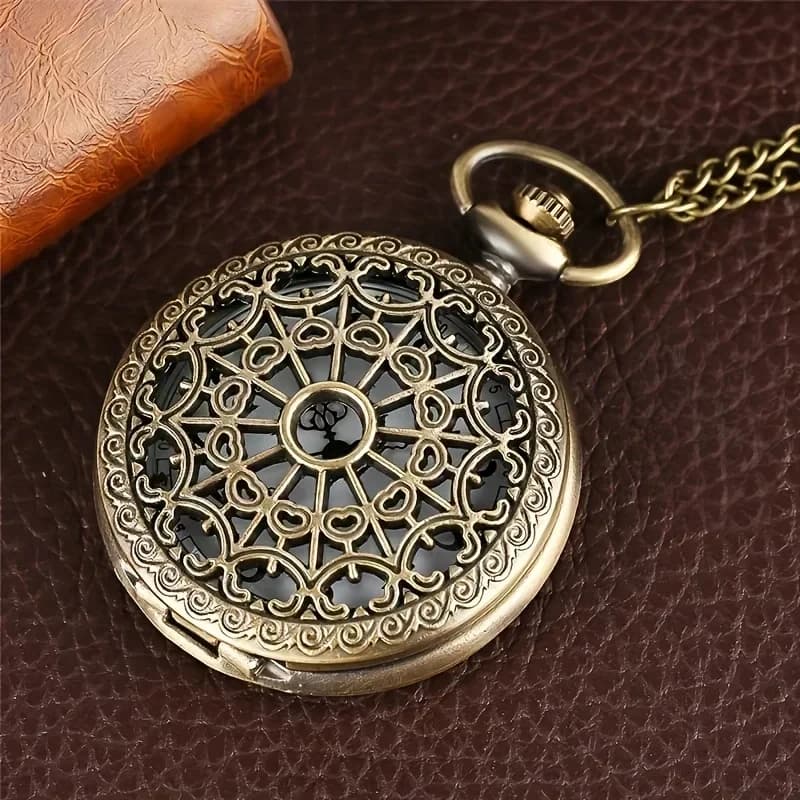 Necklace With Pendant Vintage Pocket Watch Hollow Styles Spider  Bronze Quartz Watches Casual Clock Best Souvenir Gift Relojes
