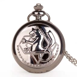Classic Movie Edward Elric Cosplay Quartz Pocket Watch Vintage Black Pendant Necklace Men Women Fob Watch