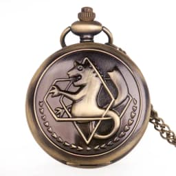 Classic Movie Edward Elric Cosplay Quartz Pocket Watch Vintage Black Pendant Necklace Men Women Fob Watch