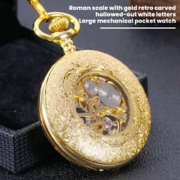 Gold Mechanical Pocket Watches with Hollow Carving Personalized Necklace Chain Watches Gift for Birthday Christmas