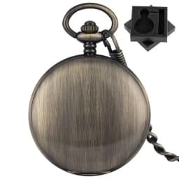 Bronze Automatic Mechanical Pocket Watch with Luminous Green Roman Numerals Dial 30cm Fob Chain Retro Pocket Timepiece Gift