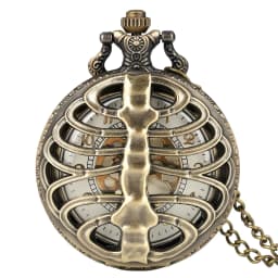 Hollow Bronze Quartz Pocket Watch Necklace Clock Arabic Numerals Dial Classic Vintage Pendant Timepiece Gift for Men Women