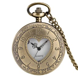 Hollow Bronze Quartz Pocket Watch Necklace Clock Arabic Numerals Dial Classic Vintage Pendant Timepiece Gift for Men Women