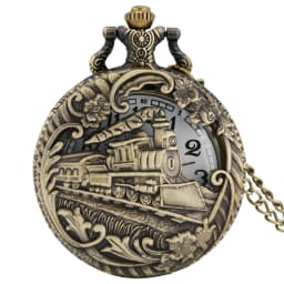 Hollow Bronze Quartz Pocket Watch Necklace Clock Arabic Numerals Dial Classic Vintage Pendant Timepiece Gift for Men Women
