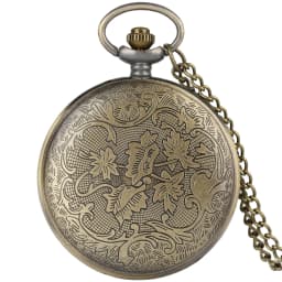 Hollow Bronze Quartz Pocket Watch Necklace Clock Arabic Numerals Dial Classic Vintage Pendant Timepiece Gift for Men Women