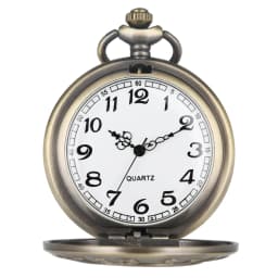 Hollow Bronze Quartz Pocket Watch Necklace Clock Arabic Numerals Dial Classic Vintage Pendant Timepiece Gift for Men Women