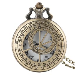 Hollow Bronze Quartz Pocket Watch Necklace Clock Arabic Numerals Dial Classic Vintage Pendant Timepiece Gift for Men Women