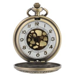 Hollow Bronze Quartz Pocket Watch Necklace Clock Arabic Numerals Dial Classic Vintage Pendant Timepiece Gift for Men Women