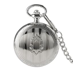 Silver Shield Automatic Mechanical Pocket Watch Arabic Numerals Display Self-Winding Pendant Antique Pocket Clock Male Gifts