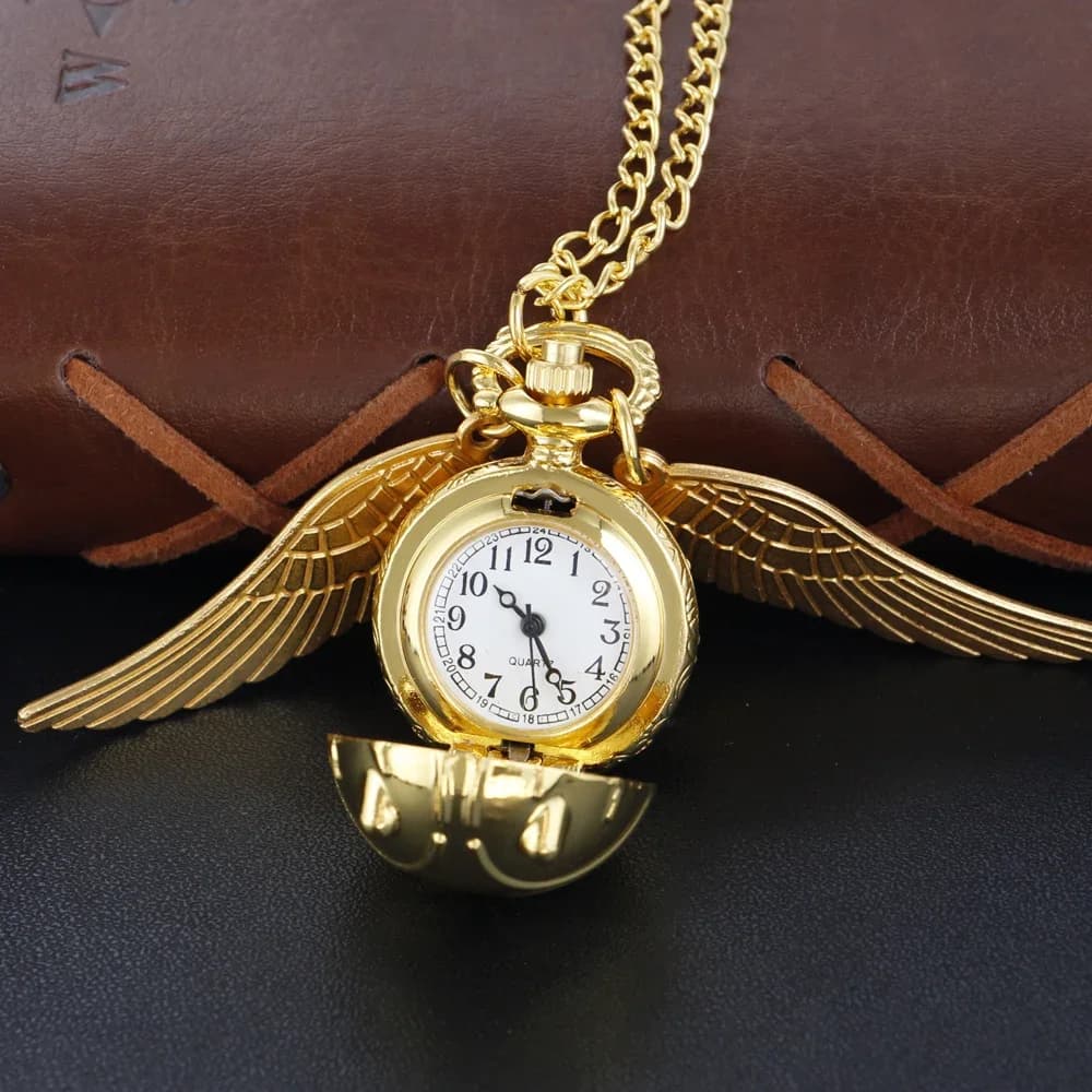 10pcs/lot Wholesale Gold Fairy Ball Quartz Pocket Watch Men's and Women's Vintage Clock Children Gift Pendant Necklace Souvenir