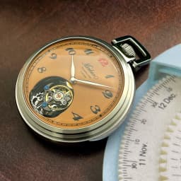 Merkur True Tourbillon Vintage Pocket Watch Salmon Enamel Dial Men's Manual Mechanical Watch 42mm NEW Waterproof