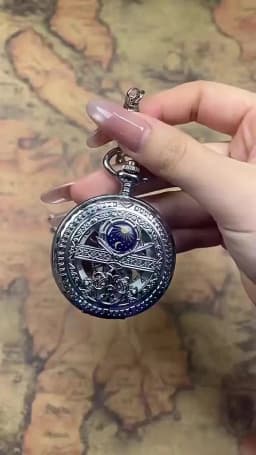 Zhaiyue Semi-Automatic Mechanical Pocket Watch with Carved Stars and Moon Phases, Hollowed Out Dial for Male and Female Students
