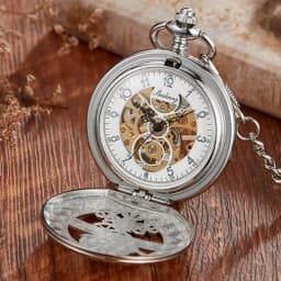 Zhaiyue Semi-Automatic Mechanical Pocket Watch with Carved Stars and Moon Phases, Hollowed Out Dial for Male and Female Students