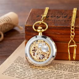 Luxury leisure college style male accessories without cover mechanical pocket watch hollowed out gold party fashionable