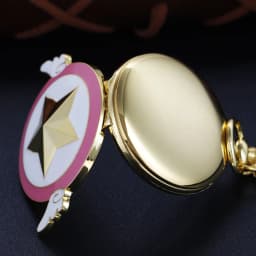 Cute Little Wings Beautiful Girl Five pointed Star Quartz Pocket Watch Fashion Necklace Pendant Clock Men's and Women's Gifts