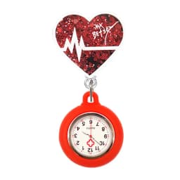 Quicksand Stars Hospital Acrylic Injector & Stethoscope Retractable Nurse Doctor FOB Pocket Watches Clip Hang Medicine Clock
