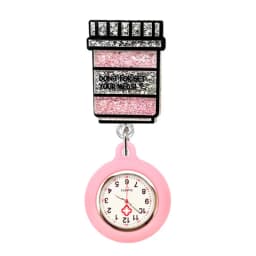 Quicksand Stars Hospital Acrylic Injector & Stethoscope Retractable Nurse Doctor FOB Pocket Watches Clip Hang Medicine Clock