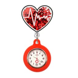 Quicksand Stars Hospital Acrylic Injector & Stethoscope Retractable Nurse Doctor FOB Pocket Watches Clip Hang Medicine Clock