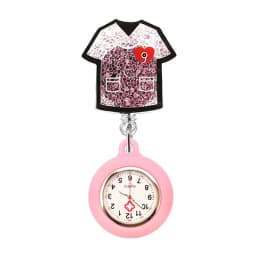 Quicksand Stars Hospital Acrylic Injector & Stethoscope Retractable Nurse Doctor FOB Pocket Watches Clip Hang Medicine Clock