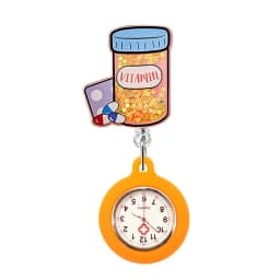 Quicksand Stars Hospital Acrylic Injector & Stethoscope Retractable Nurse Doctor FOB Pocket Watches Clip Hang Medicine Clock