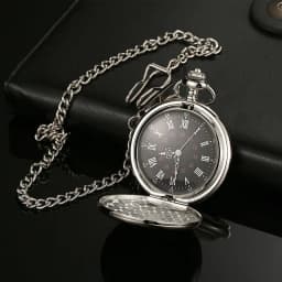 Classic Fashion 37CM Fob Chain Smooth Steel Polish Quartz Pocket Watch Mens Pendant Gifts