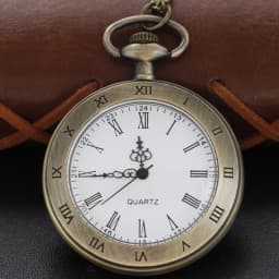 Antique Simple Wind Steel Roman Numerals Pocket Watch Bronze Antique Men Fob Chain Pendant Clock Women Children's Necklace Gift