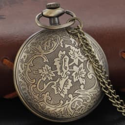Antique Simple Wind Steel Roman Numerals Pocket Watch Bronze Antique Men Fob Chain Pendant Clock Women Children's Necklace Gift