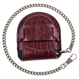New Male Back Brown Cover Vintage Classic Pocket Watch Box Holder Storage Case Coin Purse Pouch Bag With Silver Bronze Chain