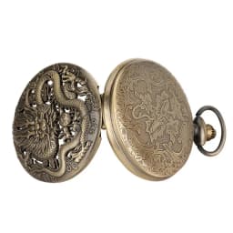 Bronze Vintage Ancient Dragon Design Quartz Pocket Watch Steampunk Analog FOB Pocket Chain Gift Men Women Necklace Pendant Clock