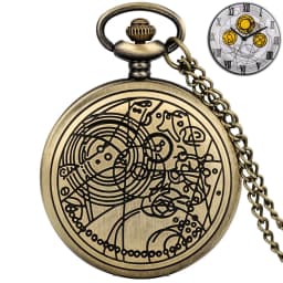 Famous Movie Time Lord Portable Watches Space Exploration Hero Design Quartz Pocket Watch Black Vintage Cosplay Gifts with Chain