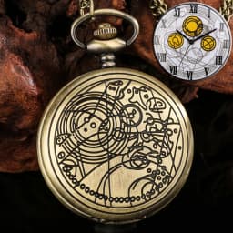 Famous Movie Time Lord Portable Watches Space Exploration Hero Design Quartz Pocket Watch Black Vintage Cosplay Gifts with Chain