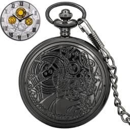 Famous Movie Time Lord Portable Watches Space Exploration Hero Design Quartz Pocket Watch Black Vintage Cosplay Gifts with Chain