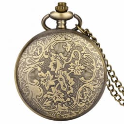 Bronze Hollow Anime Clock Comic Cartoon Quartz Pocket Watch Pendant FOB Antique Clock with 80cm Necklace/30cm Waist Hook Chain