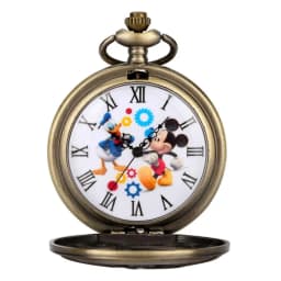 Bronze Hollow Anime Clock Comic Cartoon Quartz Pocket Watch Pendant FOB Antique Clock with 80cm Necklace/30cm Waist Hook Chain