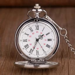 Silver Polish Smooth Steel Quartz Pocket watch Ruman Number Dial Pendant Chain Clock Jewelry Gifts