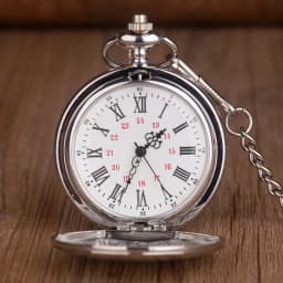 Silver Polish Smooth Steel Quartz Pocket watch Ruman Number Dial Pendant Chain Clock Jewelry Gifts