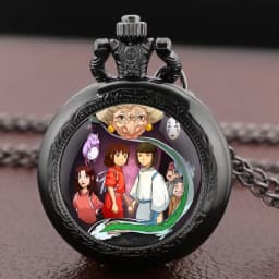 Anime Characters Dome Pocket Watch with Arabic Dial Vintage Necklace Pendant Clock for Men Women Chain Gift Relojes De Bolsillo