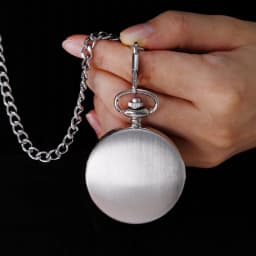 FOB Pocket Watch with Luxury Smooth Silver Pendant, Modern Analog Clock with Roman Numerals,Unisex Chain, Gift