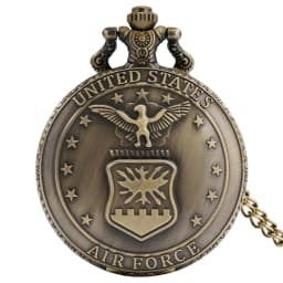 Retro Bronze Air Force Eagle Stars United State Quartz Antique Pendant Chain Pocket Watch Military Souvenir Gifts for Men Women
