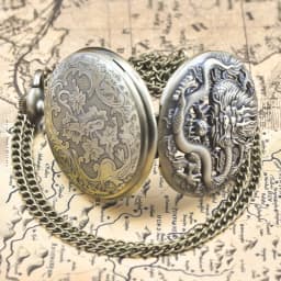 Vintage Bronze Steampunk Oriental Dragon Carved Quartz Pocket Watch Necklace Pendant Clock Chain Men Women Chain Gift