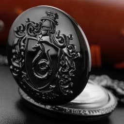 Black Academy Snake Badge Pocket Watch Necklace Vintage Steampunk Pendant Chain Clock Fashion Women's Gift Xh3020