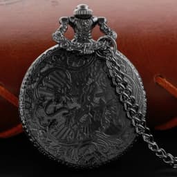 Black Academy Snake Badge Pocket Watch Necklace Vintage Steampunk Pendant Chain Clock Fashion Women's Gift Xh3020