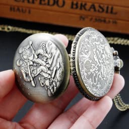 Bronze Soldiers Design Quartz Pocket Watch Sweater Necklace Chain Military Army Pendant Pocket Clock Souvenir Gift For Men