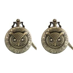 Vintage Bronze Late Sleeping Man Necklace Quartz Pocket Watch Clock Chain Men Women