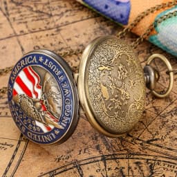 1pc Antique Bronze American Pocket Watch Pendant - Unique Collectible Timepiece with Vintage Charm