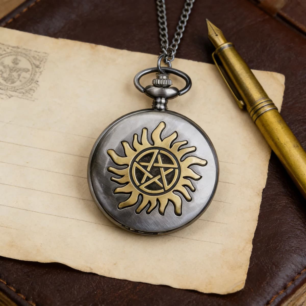 reloj de bolsillo Vintage Gold Star Sunflower Display Quartz Pocket Watch Necklace Chain Three Interlocking Fob Watch Gifts
