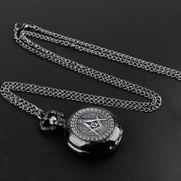Free and Accepted Masons Glass Dome Pocket Watch with Chain Fashion Necklace Pendant Chain Jewelry Gifts Men Women Clock