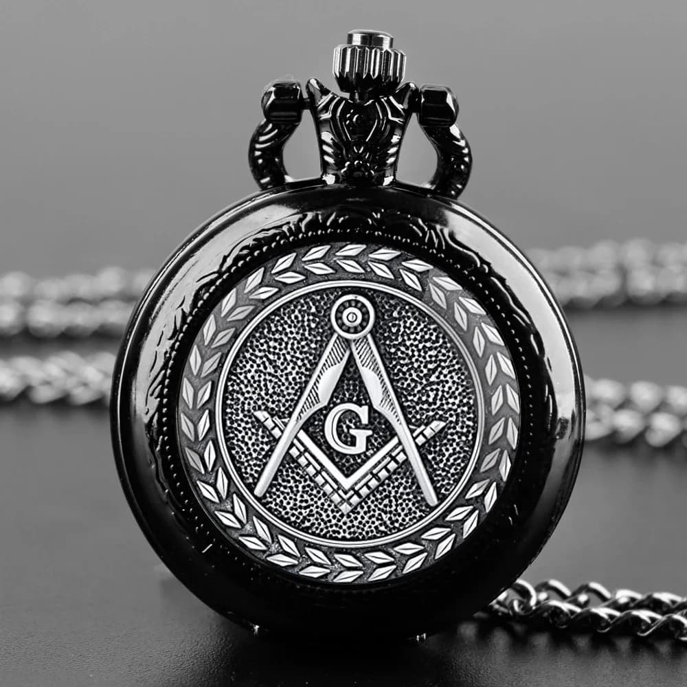 Free and Accepted Masons Glass Dome Pocket Watch with Chain Fashion Necklace Pendant Chain Jewelry Gifts Men Women Clock