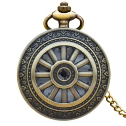 Vintage Bronze Classic Hollowed-Out Carriage Wheel Quartz Pocket Watch Necklace Clamshell Gift For Male And Female Students