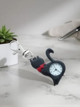 Dropshipping Fashion Colors Lovely Pet Cat Pocket Watch Keychain Watch Key Ring Clip Pendant Quartz Watches GL58K